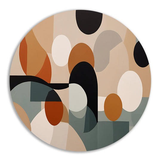 Abstract Japandi schilderij met cirkels en lijnen forex muurcirkel