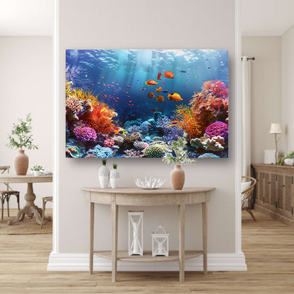 Levendig koraalrif vol kleurrijke vissen canvas