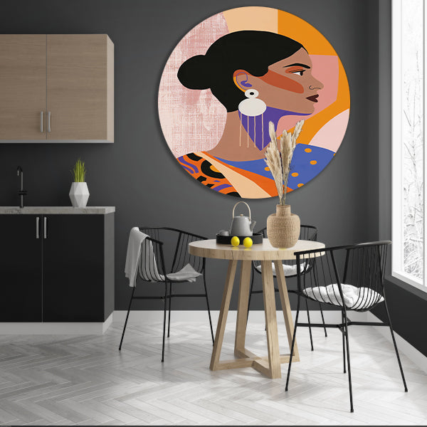Elegante Indische Vrouw in Traditionele Kledij aluminium muurcirkel