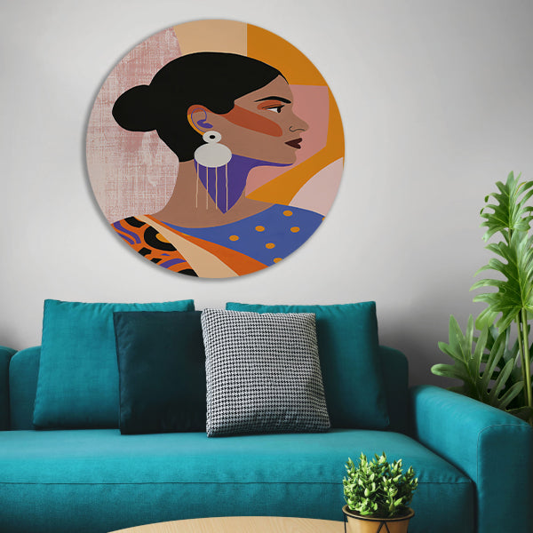 Elegante Indische Vrouw in Traditionele Kledij aluminium muurcirkel