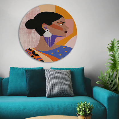 Elegante Indische Vrouw in Traditionele Kledij aluminium muurcirkel