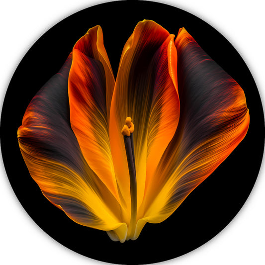 Close-up van een tulp in bloei aluminium muurcirkel