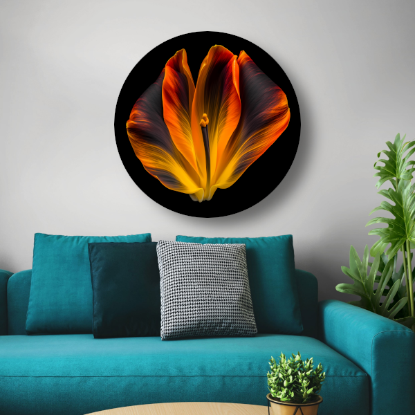 Close-up van een tulp in bloei aluminium muurcirkel