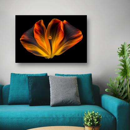 Close-up van een tulp in bloei canvas met baklijst