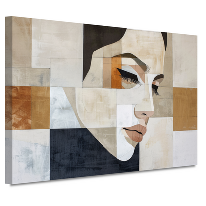 Geometrisch Abstract Portret in Monochrome Tinten canvas