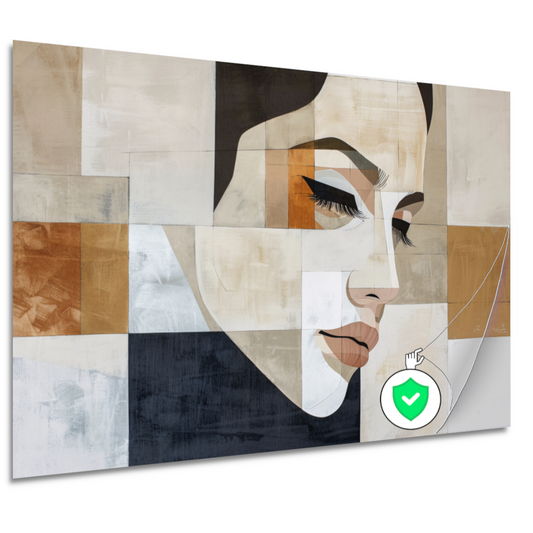 Geometrisch Abstract Portret in Monochrome Tinten poster