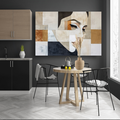 Geometrisch Abstract Portret in Monochrome Tinten canvas