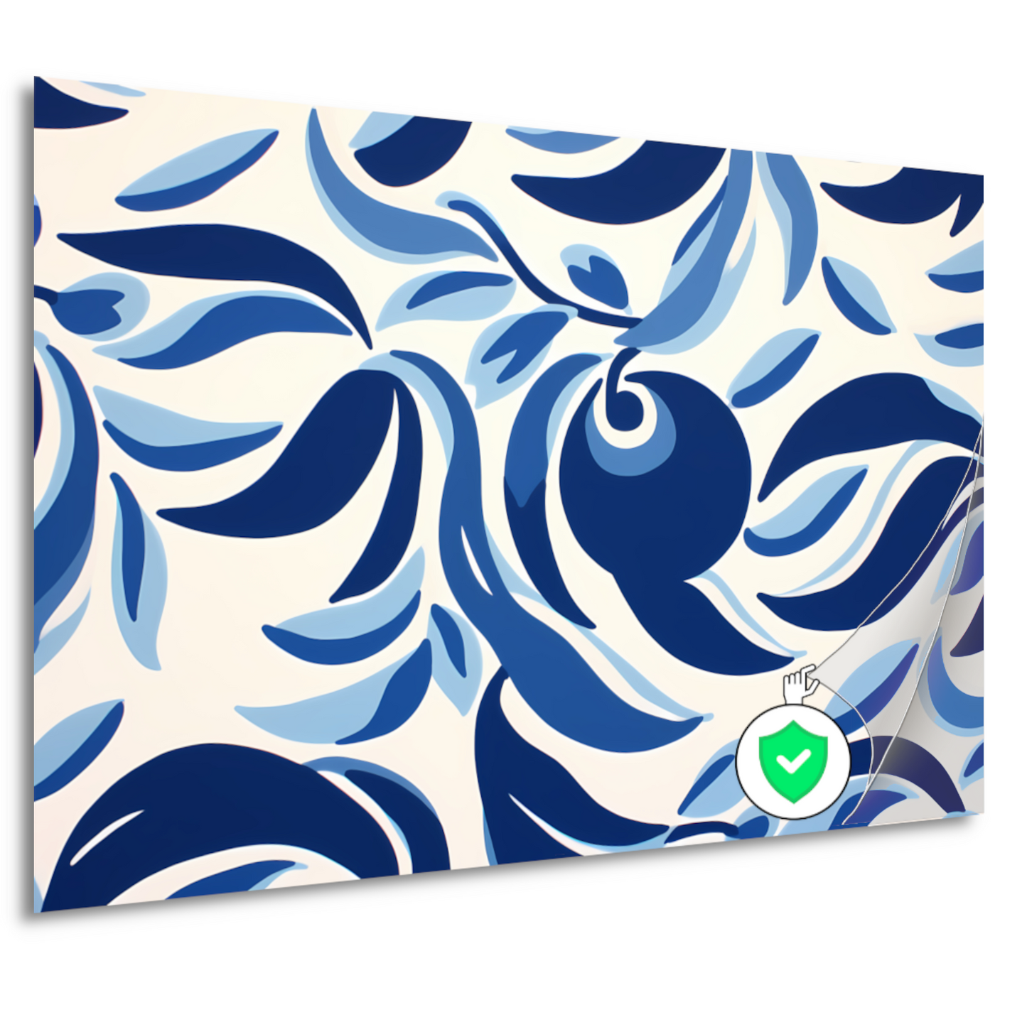 Minimalistische lijnencompositie in blauw en wit poster