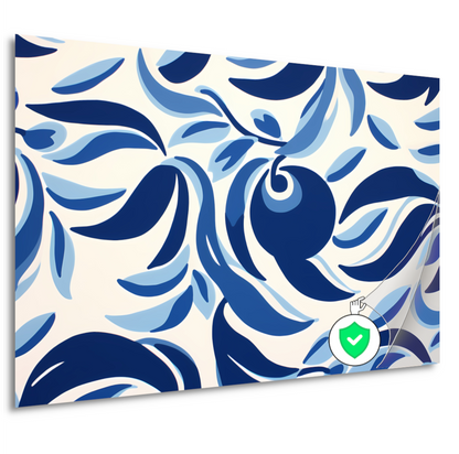 Minimalistische lijnencompositie in blauw en wit poster