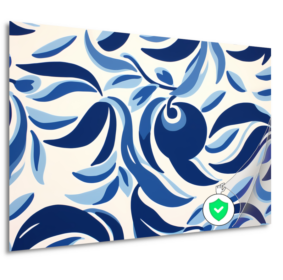 Minimalistische lijnencompositie in blauw en wit poster