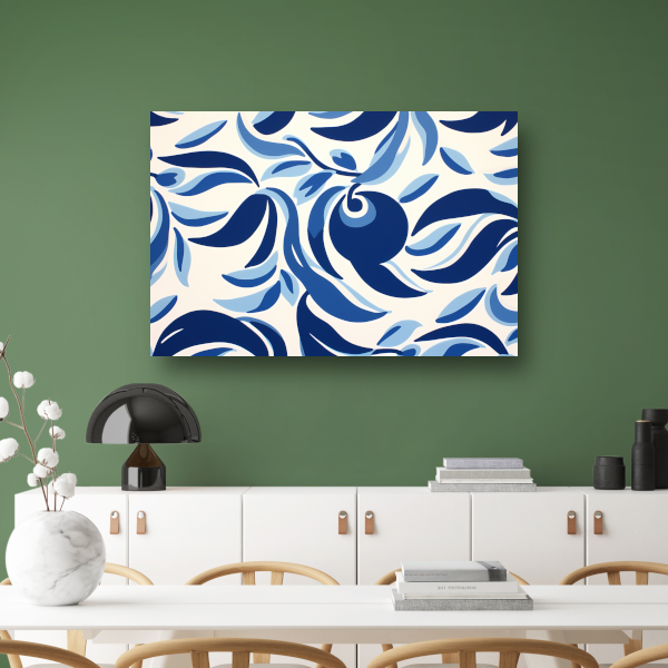 Minimalistische lijnencompositie in blauw en wit poster