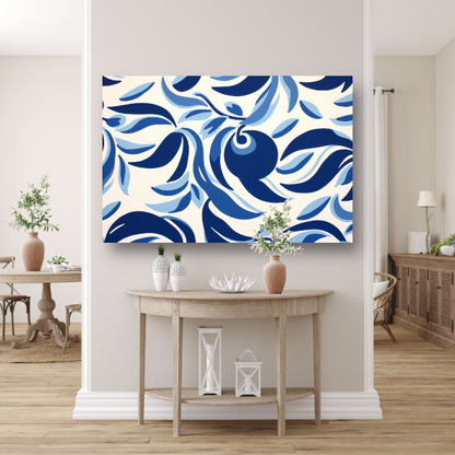 Minimalistische lijnencompositie in blauw en wit poster