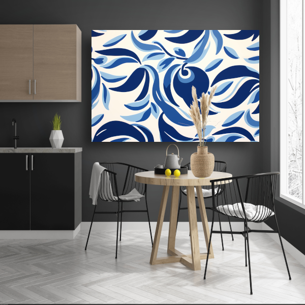 Minimalistische lijnencompositie in blauw en wit poster