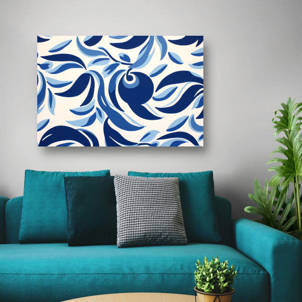 Minimalistische lijnencompositie in blauw en wit poster