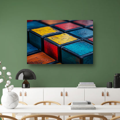 Kubus compositie in primaire kleuren canvas