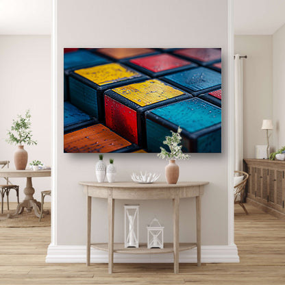 Kubus compositie in primaire kleuren canvas