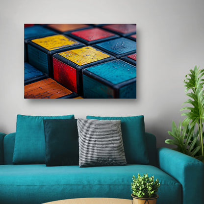 Kubus compositie in primaire kleuren canvas