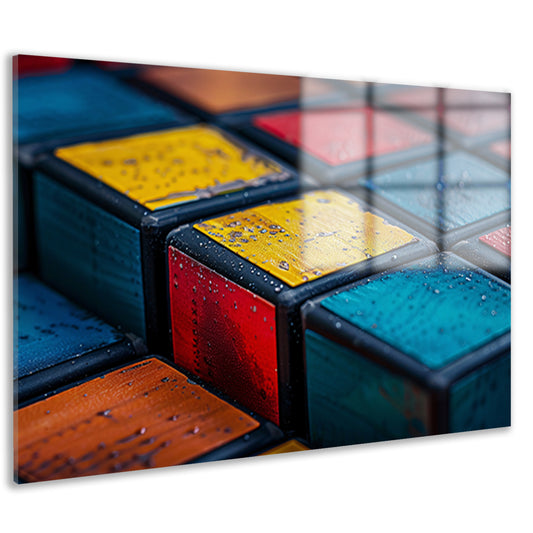 Kubus compositie in primaire kleuren acrylglas