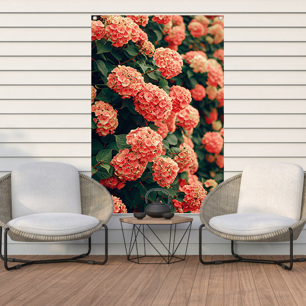 Bloeiende Roze Hortensia in Volle Glorie tuinposter