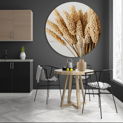 Close-up van gedroogde tarwehalmen forex muurcirkel