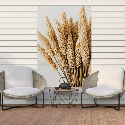 Close-up van gedroogde tarwehalmen tuinposter