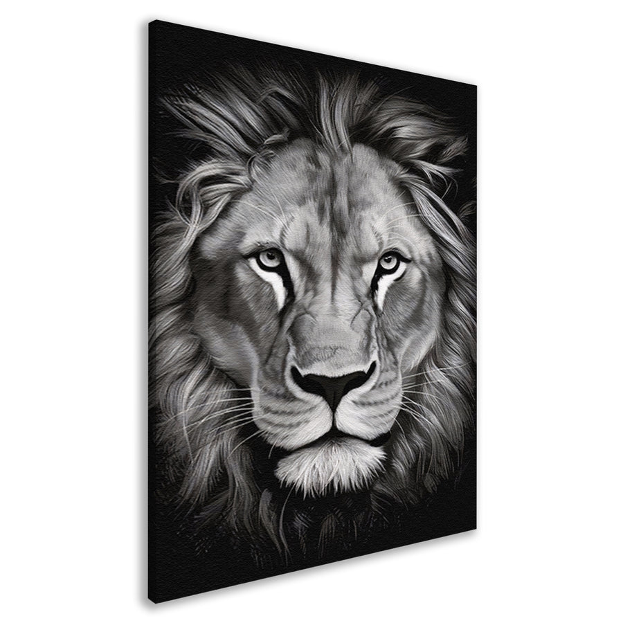 De Monochrome Blik van de Majestueuze Leeuw canvas