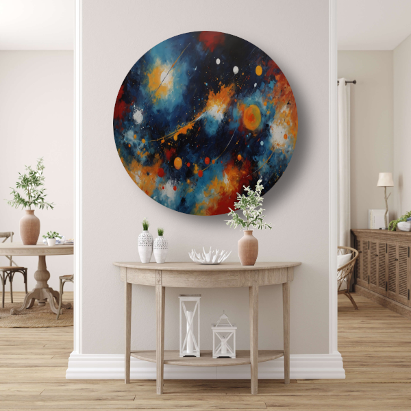 Dans der Kleuren in Kosmisch Licht aluminium muurcirkel