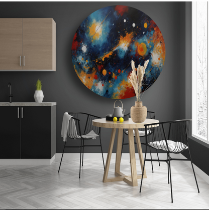 Dans der Kleuren in Kosmisch Licht aluminium muurcirkel