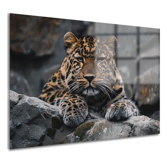 De waakzame blik van een luipaard acrylglas