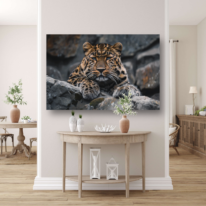 De waakzame blik van een luipaard canvas