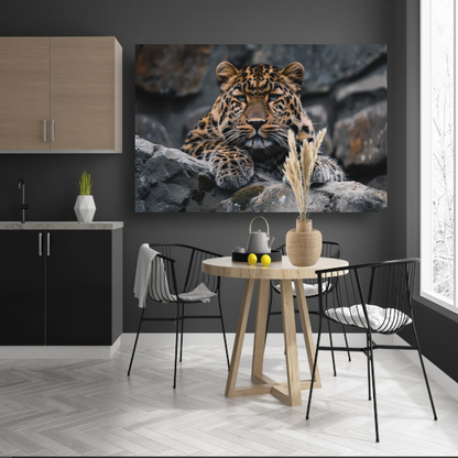 De waakzame blik van een luipaard canvas