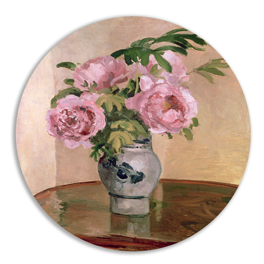 Boeket roze pioenrozen - Camille Pissarro aluminium muurcirkel