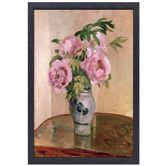 Boeket roze pioenrozen - Camille Pissarro canvas met baklijst