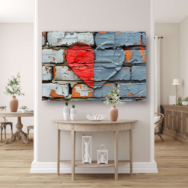 Straatkunst Hart Muurschildering canvas met baklijst
