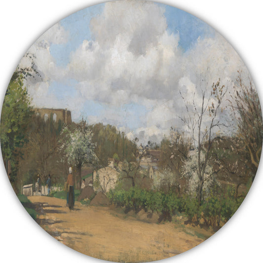 Uitzicht vanaf Louveciennes - Camille Pissarro aluminium muurcirkel