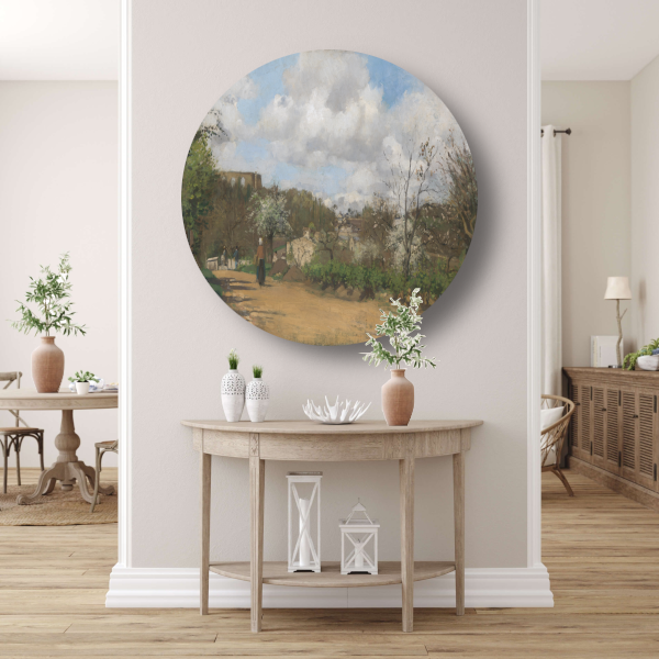 Uitzicht vanaf Louveciennes - Camille Pissarro aluminium muurcirkel