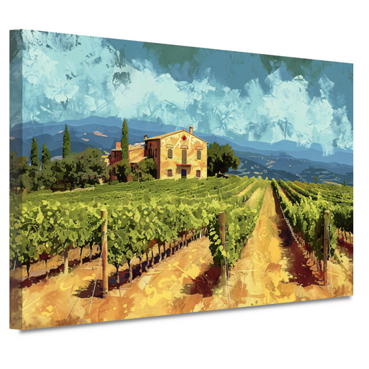 Zonovergoten Italiaanse Wijngaard met Huis canvas