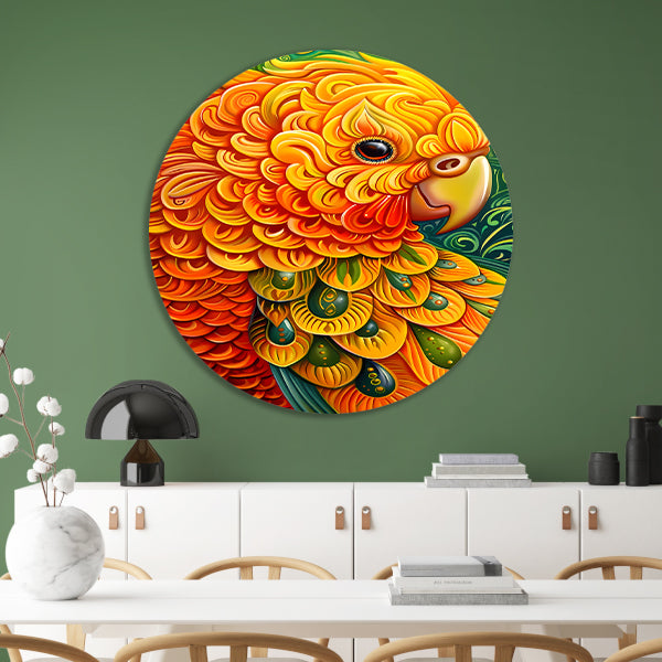 Kleurrijke abstracte papegaai kunstwerk forex muurcirkel