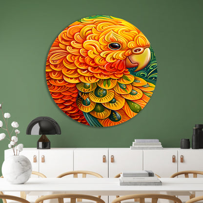 Kleurrijke abstracte papegaai kunstwerk forex muurcirkel