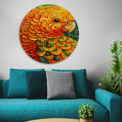 Kleurrijke abstracte papegaai kunstwerk forex muurcirkel