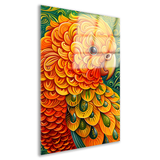 Kleurrijke abstracte papegaai kunstwerk acrylglas