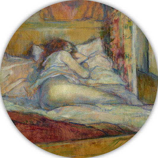 Het bed - Henri de Toulouse-Lautrec aluminium muurcirkel