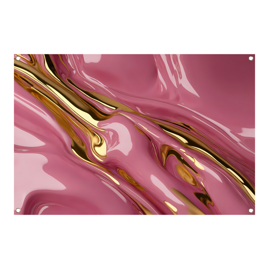 Gouden Glans over Roze Abstractie tuinposter