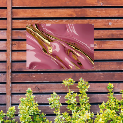 Gouden Glans over Roze Abstractie tuinposter