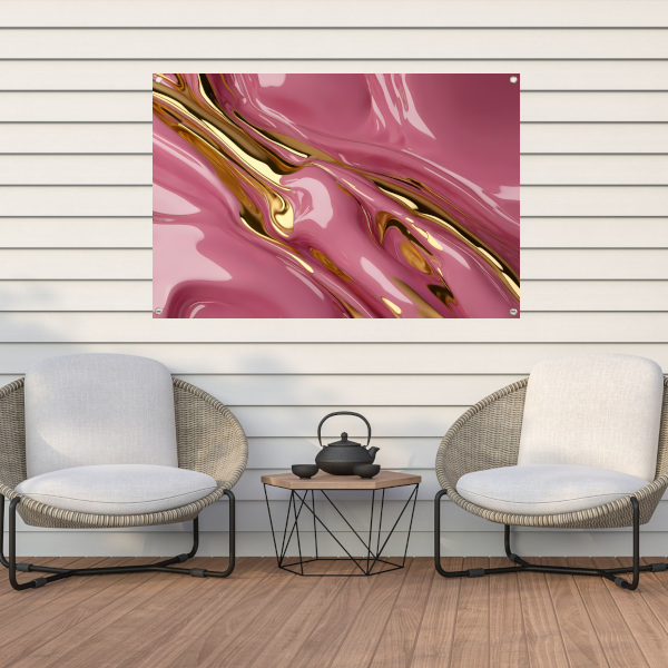 Gouden Glans over Roze Abstractie tuinposter