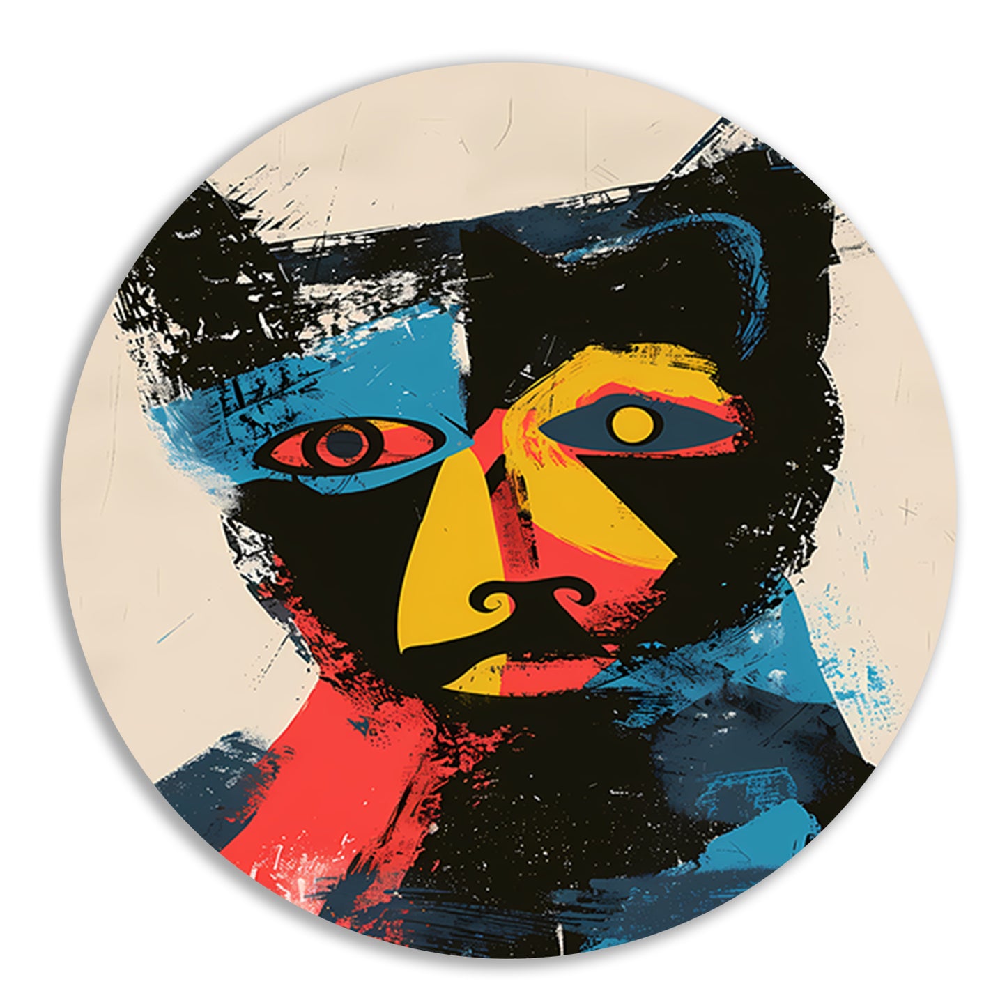 Abstract Kleurrijk Kat Portret  forex muurcirkel