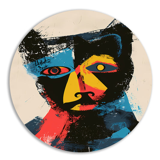 Abstract Kleurrijk Kat Portret  forex muurcirkel