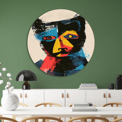 Abstract Kleurrijk Kat Portret  forex muurcirkel