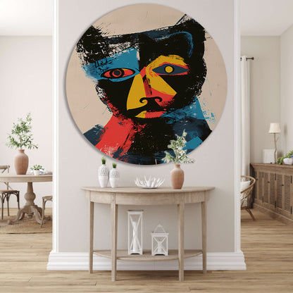Abstract Kleurrijk Kat Portret  forex muurcirkel