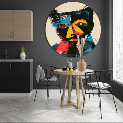 Abstract Kleurrijk Kat Portret  forex muurcirkel